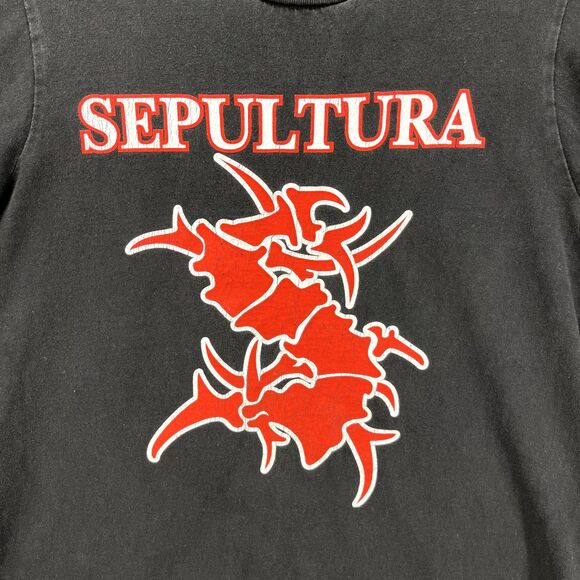 Vintage Sepultura Heavy metal T Shirt Mens Small Black Nation Metal band cotton - Picture 3 of 14